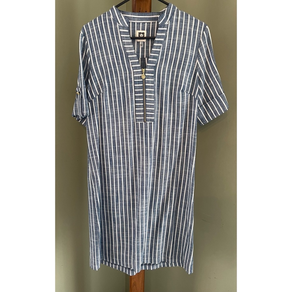 Anne Klein Blue and White Shirt Dress